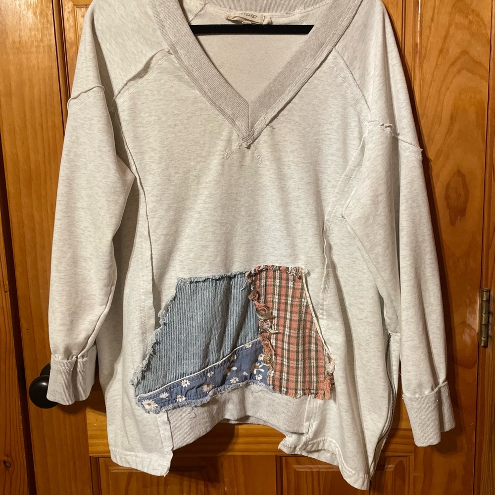 Blu Velvet  oversized Sweatshirt with front pocket
